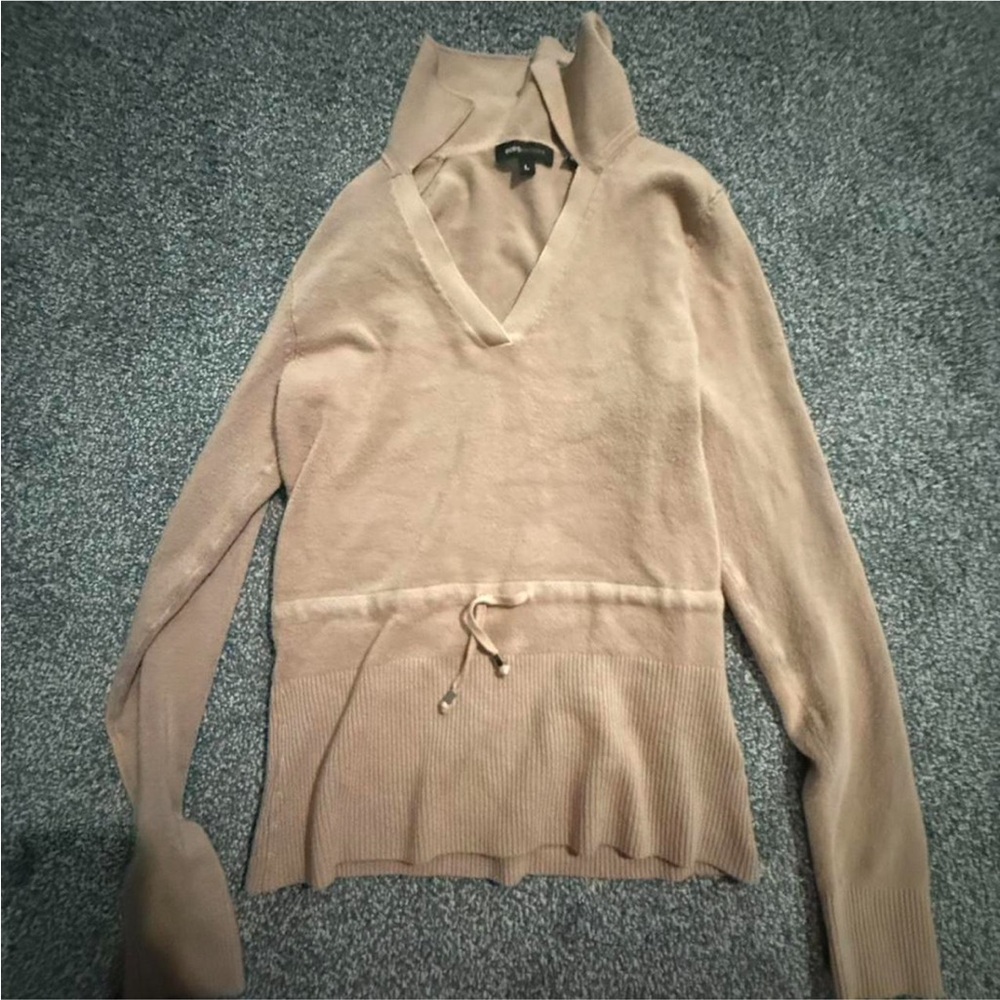 Bcbg y2k drawstring Cream and tan sweater long sleeve jumper vintage